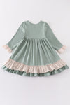 Sage valentine puppy heart embroidery girl dress