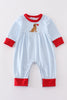 Blue stripe valentine puppy heart embroidery boy romper