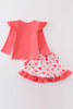 Pink valentine heart ruffle girl skirt set