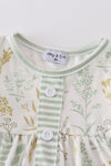 Green botanical girl bloomer set