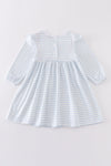 Blue stripe valentine heart embroidery dress