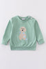 Green Valentine puppy embroidery boy top