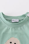 Green Valentine puppy embroidery boy top