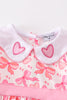 Pink valentine heart bow embroidery girl bubble