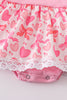 Pink valentine heart bow embroidery girl bubble