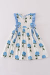 Blue hydrangea print girl dress