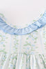 Blue botanical print girl bloomer set