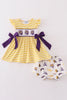 Yellow tiger embroidery LSU girl bloomer set