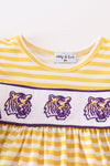 Yellow tiger embroidery LSU girl bloomer set