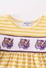 Yellow tiger embroidery LSU girl bloomer set