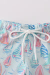 Green sailboat print boy set