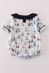 Navy sailboat print boy bubble