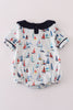 Navy sailboat print boy bubble