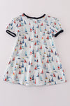 Navy sailboat print girl dress