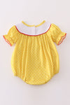 Yellow dot charactor embroidery girl bubble