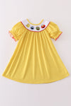 Yellow charactor embroidery dress