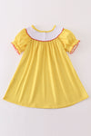 Yellow charactor embroidery dress