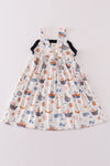 Navy beach print girl dress