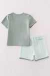 Sage gingham boy shorts set