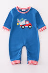 Blue truck heart applique boy romper