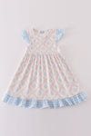 Blue hydrangea print  girl dress