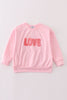 Pink valentine's day love french knot mom&me top