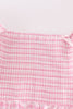 Pink gingham smocked women dress