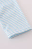 Blue stripe heart french knot boy top