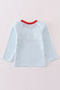 Blue stripe heart french knot boy top