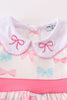 Pink bow embroidery girl bubble