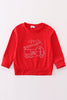 Red valentine'day fire truck boy top