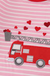 Valentine's day fire truck applique girl romper