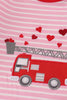 Valentine's day fire truck applique girl romper