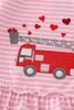 Valentine's day fire truck applique girl bloomer set