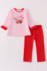 Valentine's day fire truck applique girl set