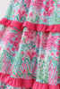 Pink Palm Paradise print tiered mom dress