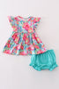 Tropical Bloom print girl bloomer set