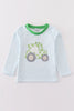 Green tractor lucky clover applique boy top