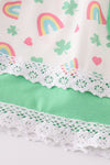 Green rainbow clover girl pants set