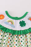 Green clover rainbow embroidery girl bubble