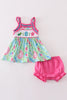 Green Island Breeze embroidery girl bloomer set