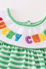 Green stripe lucky charm french knot girl bubble