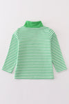 Green stripe lucky charm french knot boy pullover