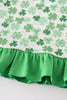 Green lucky charm french knot clover girl pullover