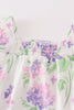 Purple hydragena print smocked girl bubble