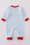 Blue stripe heart embroidery boy romper