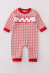 Valentine's day smocked heart embroidery boy romper