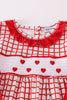 Valentine's day smocked heart embroidery girl set