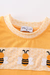 Yellow bee embroidery boy bubble