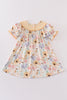 Yellow bee embroidery girl dress